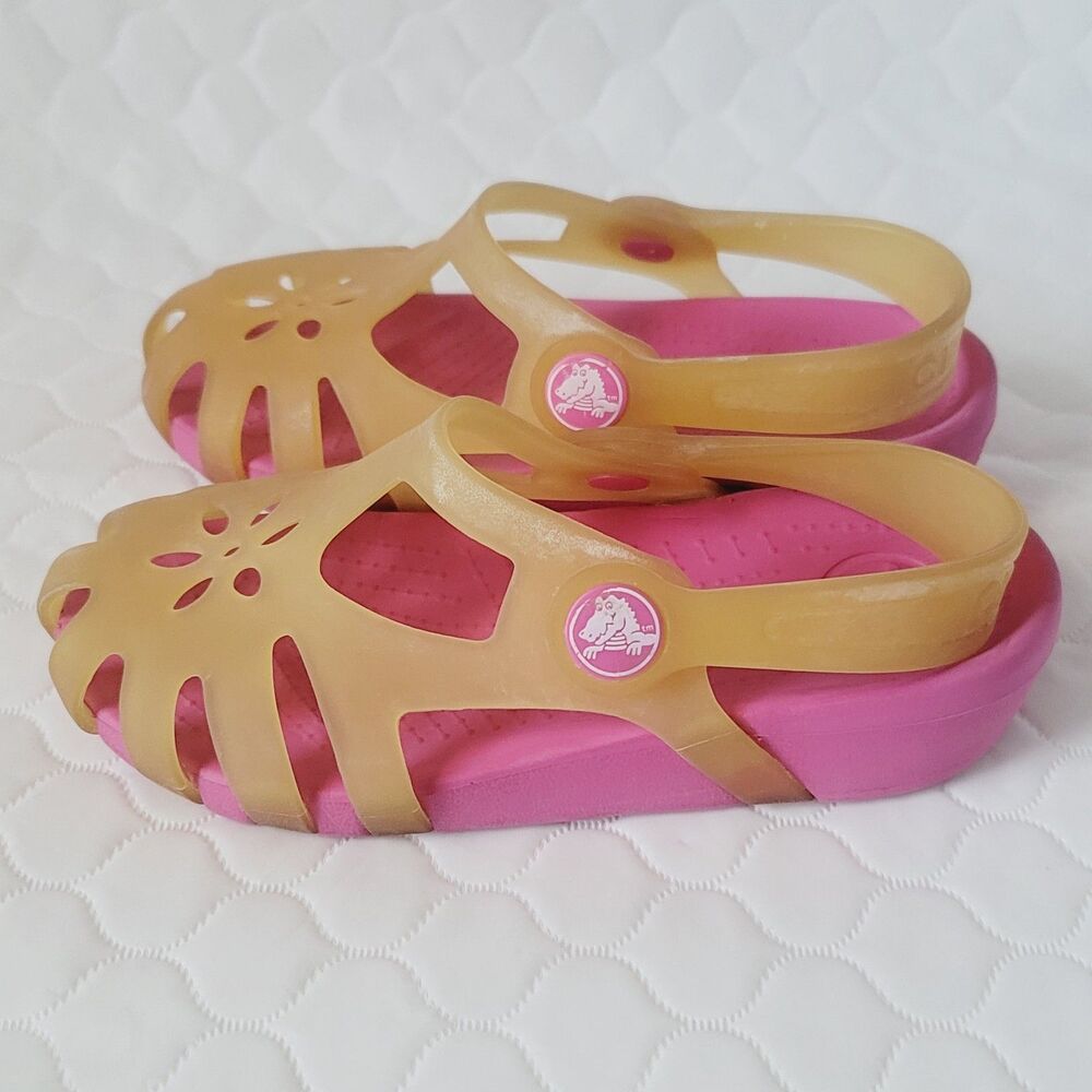 Crocs Tan Pink Isabella Jelly Sandal Size Toddler Girls Size C10
